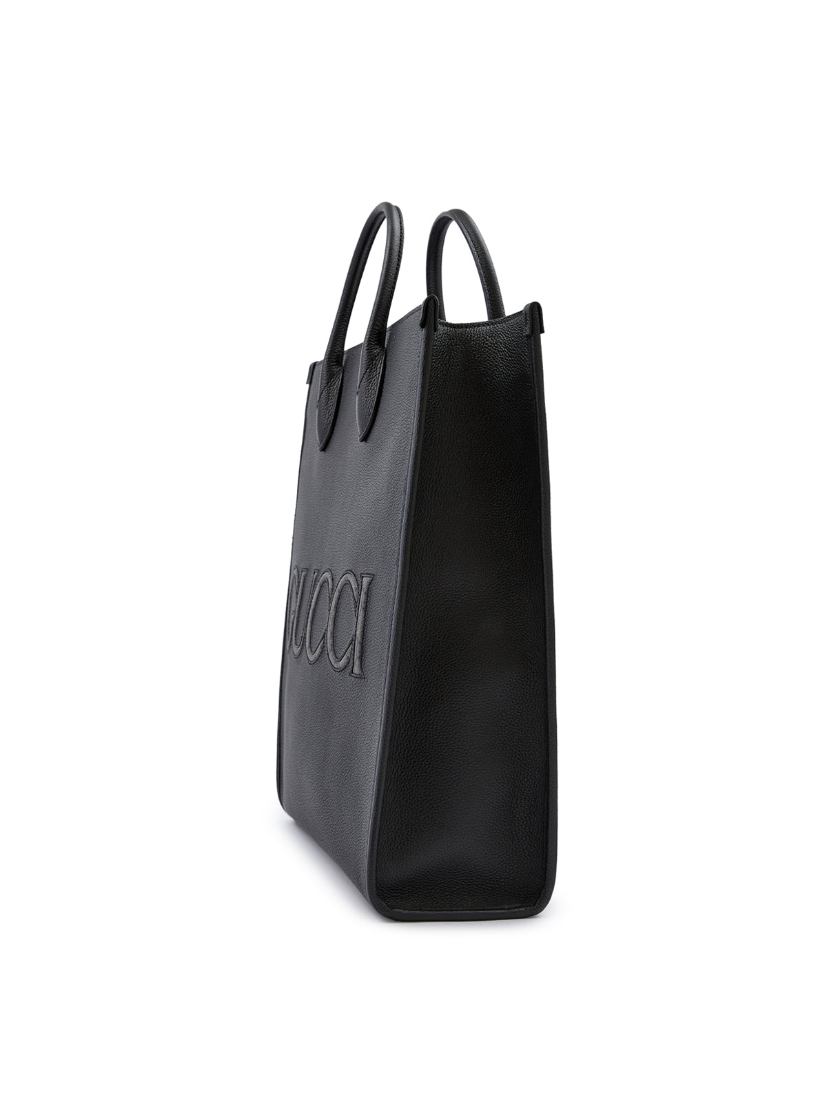 Gucci Black Leather Logo Medium Tote Bag - Walk-In Closet