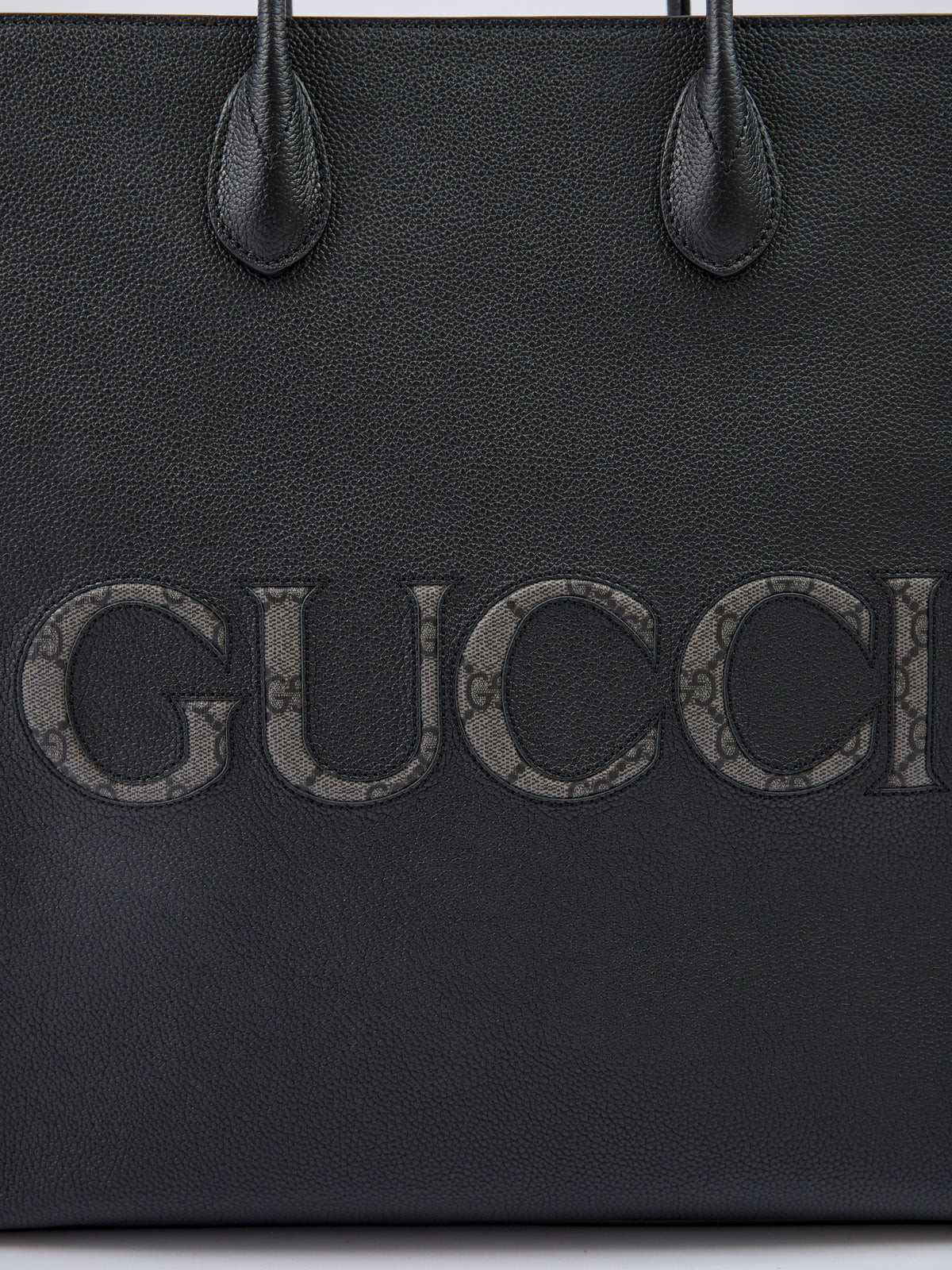 Gucci Black Leather Logo Medium Tote Bag - Walk-In Closet