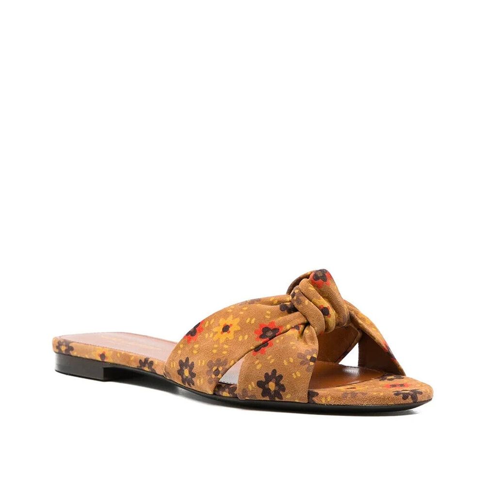 Saint Laurent Bianca Knotted Suede Slides - Walk-In Closet