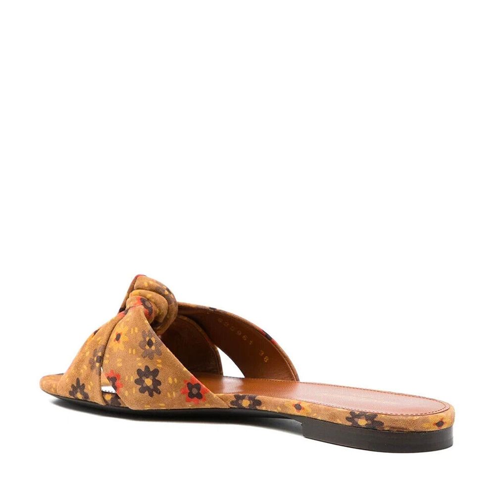 Saint Laurent Bianca Knotted Suede Slides - Walk-In Closet