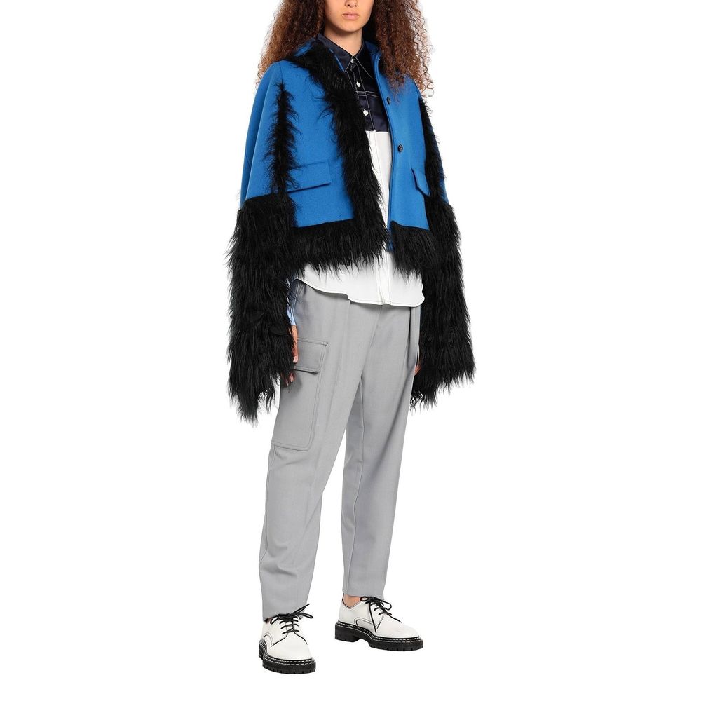 Faux Fur Trimmed Cape Jacket - Walk-In Closet