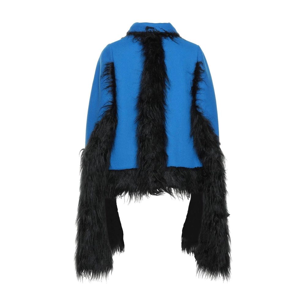 Faux Fur Trimmed Cape Jacket - Walk-In Closet