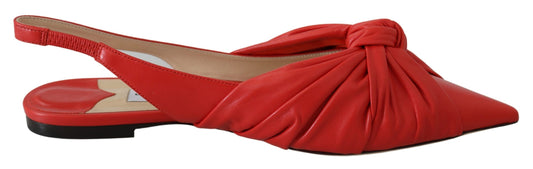 Jimmy Choo Chic Red Pointed Toe Leather Flats - Walk-In Closet