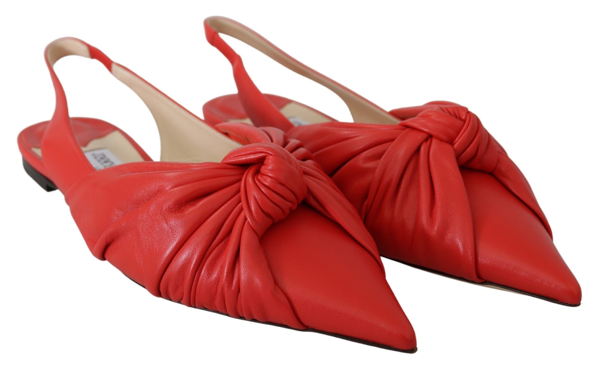 Jimmy Choo Chic Red Pointed Toe Leather Flats - Walk-In Closet