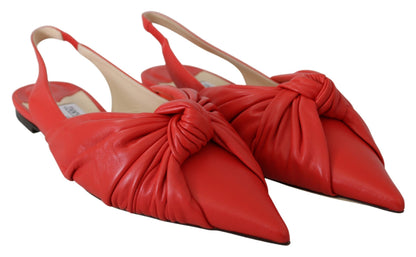 Jimmy Choo Chic Red Pointed Toe Leather Flats - Walk-In Closet