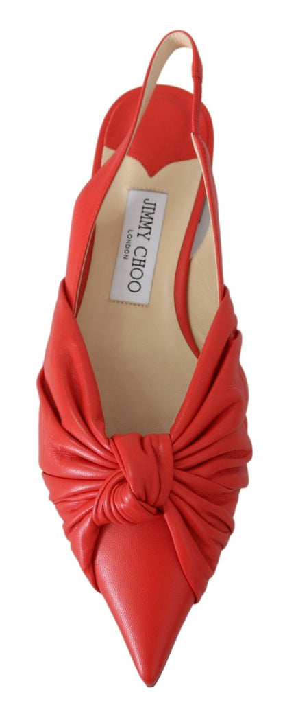 Jimmy Choo Chic Red Pointed Toe Leather Flats - Walk-In Closet