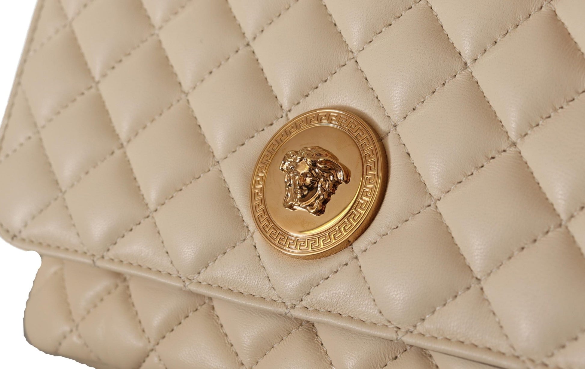 Versace Elegant White Nappa Leather Shoulder Bag - Walk-In Closet