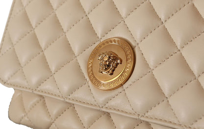 Versace Elegant White Nappa Leather Shoulder Bag - Walk-In Closet