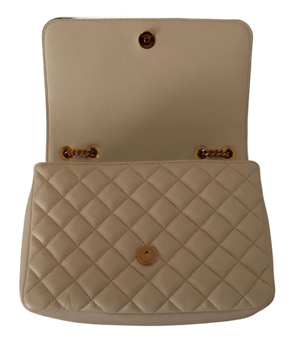 Versace Elegant White Nappa Leather Shoulder Bag - Walk-In Closet