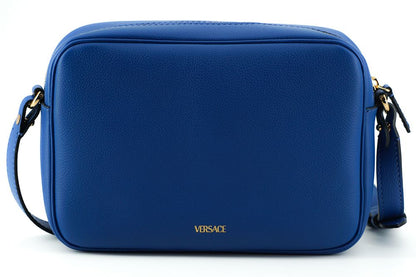 Versace Elegant Blue Calf Leather Camera Case Bag - Walk-In Closet