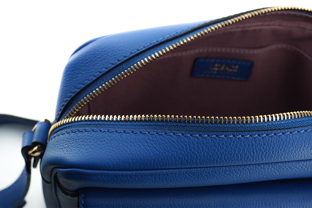 Versace Elegant Blue Calf Leather Camera Case Bag - Walk-In Closet