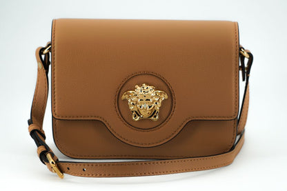 Versace Elegant Calf Leather Shoulder Bag in Brown - Walk-In Closet