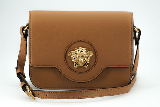 Versace Elegant Calf Leather Shoulder Bag in Brown - Walk-In Closet