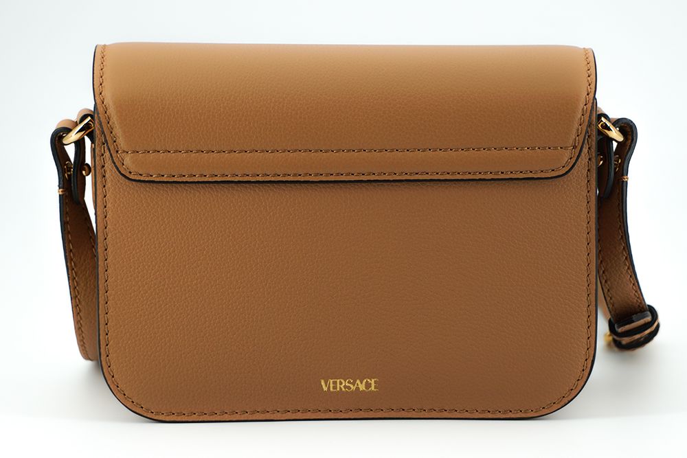 Versace Elegant Calf Leather Shoulder Bag in Brown - Walk-In Closet