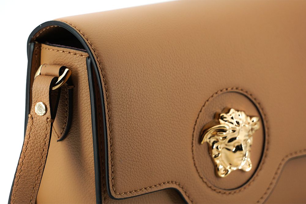 Versace Elegant Calf Leather Shoulder Bag in Brown - Walk-In Closet