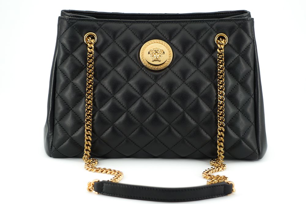 Versace Elegant Quilted Nappa Leather Tote Bag - Walk-In Closet