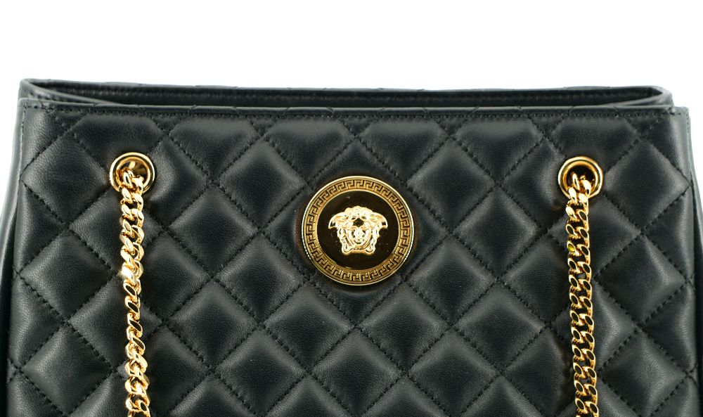 Versace Elegant Quilted Nappa Leather Tote Bag - Walk-In Closet