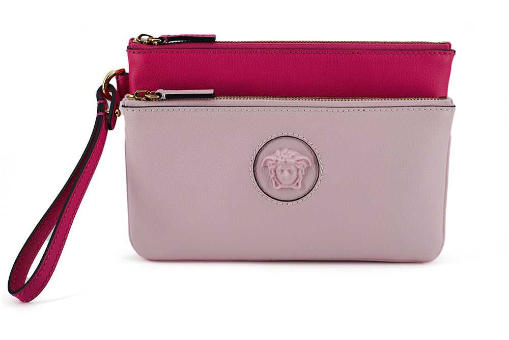 Versace Elegant Pink Leather Pouch Clutch - Walk-In Closet
