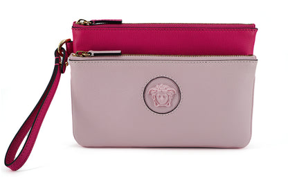 Versace Elegant Pink Leather Pouch Clutch - Walk-In Closet
