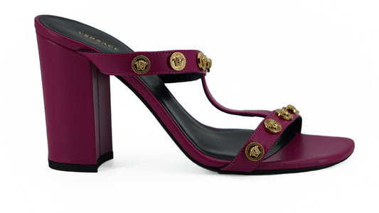 Versace Elegant Purple Calf Leather High Sandals - Walk-In Closet