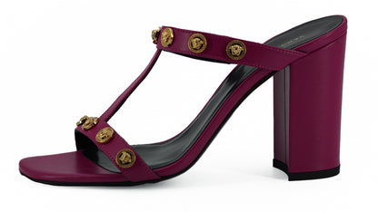 Versace Elegant Purple Calf Leather High Sandals - Walk-In Closet