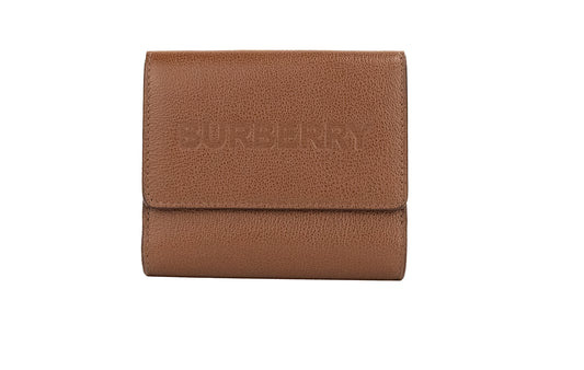 Burberry Luna Tan Grained Leather Small Coin Pouch Snap Wallet - Walk-In Closet