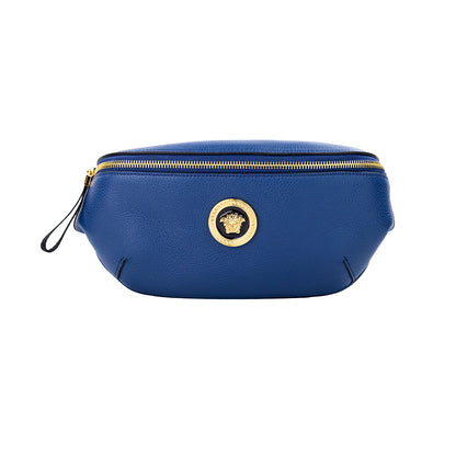 Versace Small Navy Calf Leather Medusa Pendant Fanny Waist Pack Belt Bag - Walk-In Closet