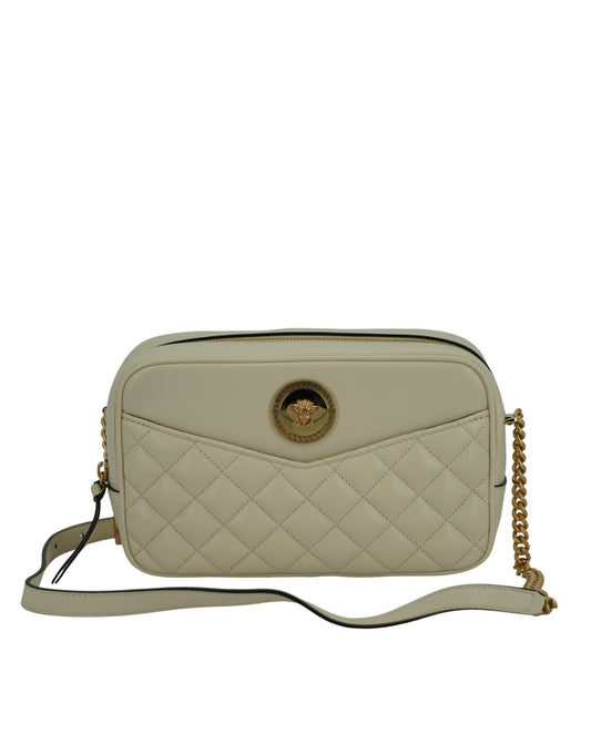 Versace Elegant White Leather Camera Shoulder Bag - Walk-In Closet
