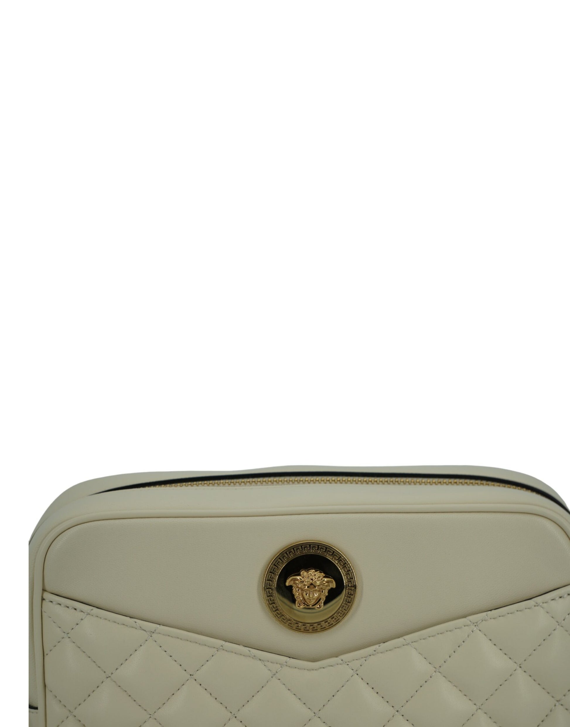 Versace Elegant White Leather Camera Shoulder Bag - Walk-In Closet