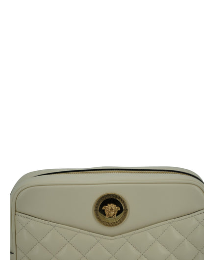 Versace Elegant White Leather Camera Shoulder Bag - Walk-In Closet