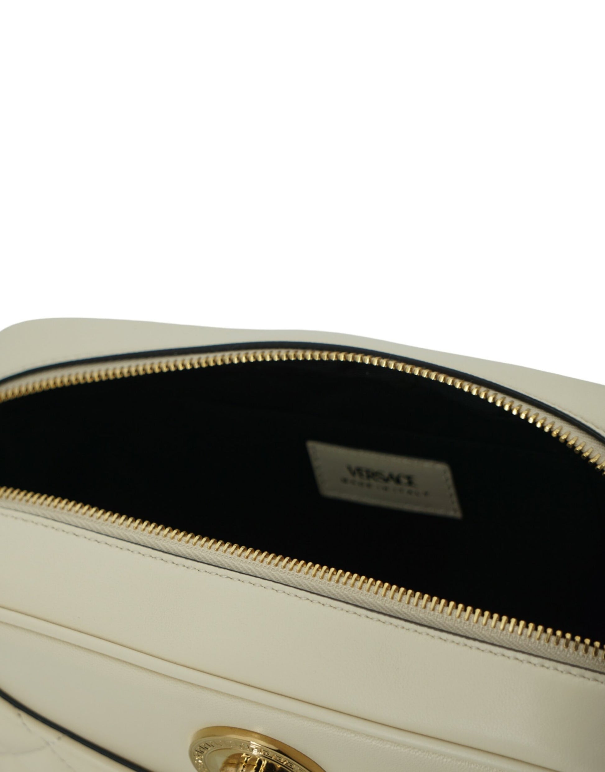 Versace Elegant White Leather Camera Shoulder Bag - Walk-In Closet