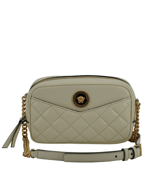 Versace Elegant White Lamb Leather Camera Bag - Walk-In Closet