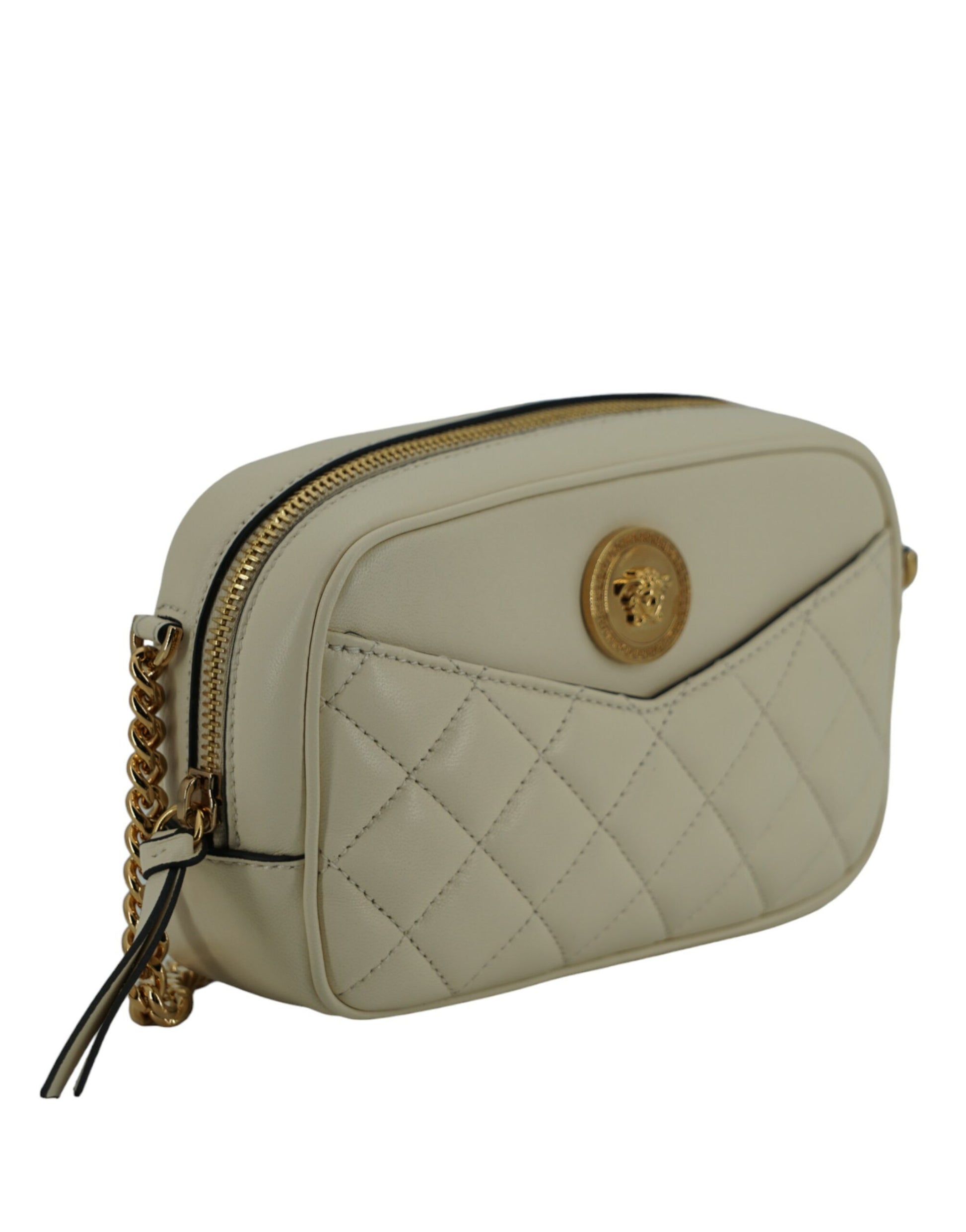 Versace Elegant White Lamb Leather Camera Bag - Walk-In Closet