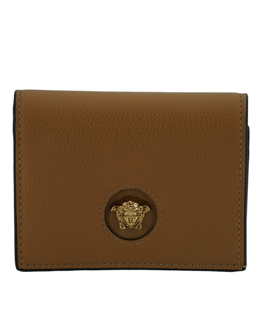 Versace Elegant Compact Leather Wallet in Brown - Walk-In Closet