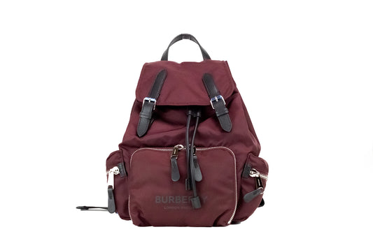 Burberry Medium Burgundy Econyl Nylon Rucksack Drawstring Backpack Bookbag - Walk-In Closet