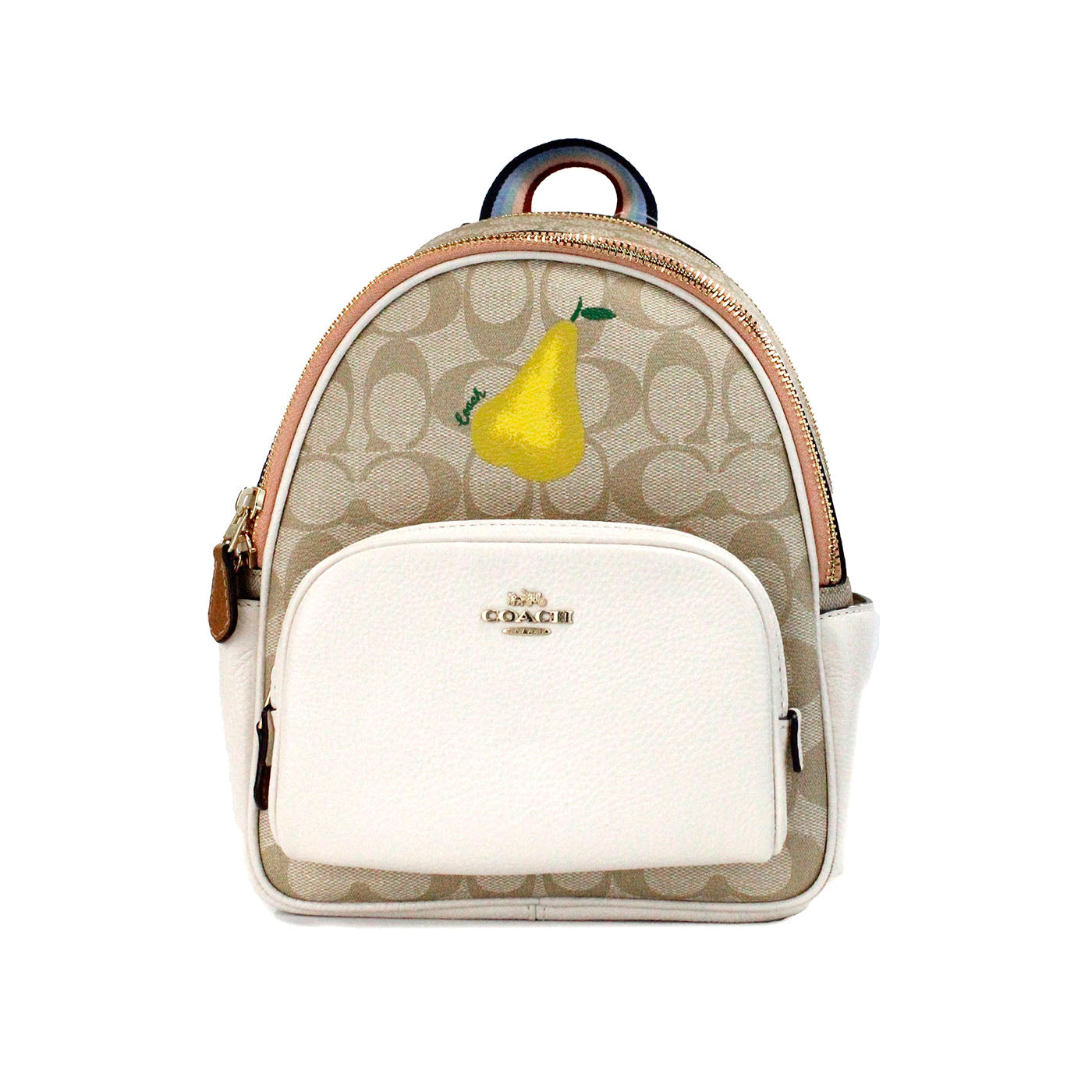 COACH Mini Court Signature Pear Motif Shoulder Backpack Bookbag Bag Chalk Taffy - Walk-In Closet