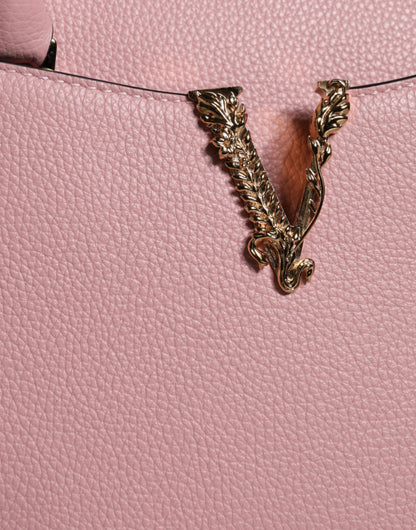 Versace Pink Small Top Handle Grainy Calf Leather Crossbody Bag - Walk-In Closet