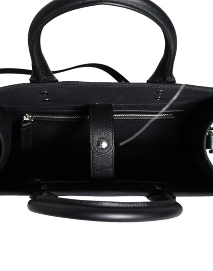 Versace Black Top Handle Canvas Leather Logo Crossbody Tote Bag - Walk-In Closet