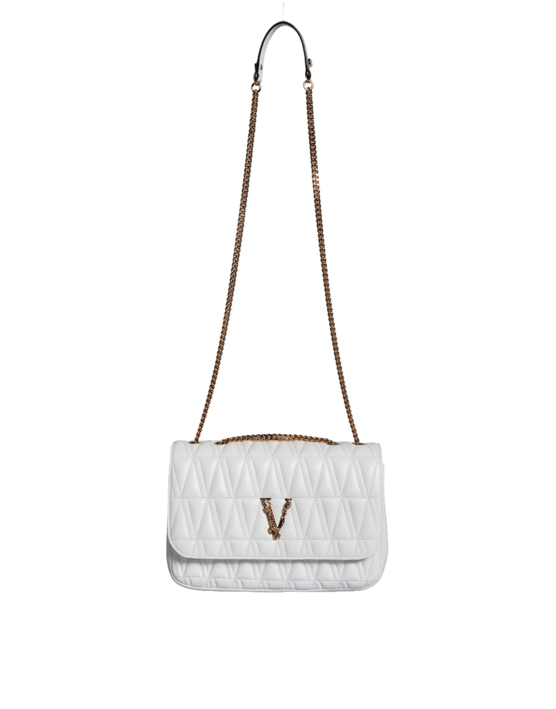 Versace White Mini Nappa Leather Crossbody Shoulder Bag - Walk-In Closet