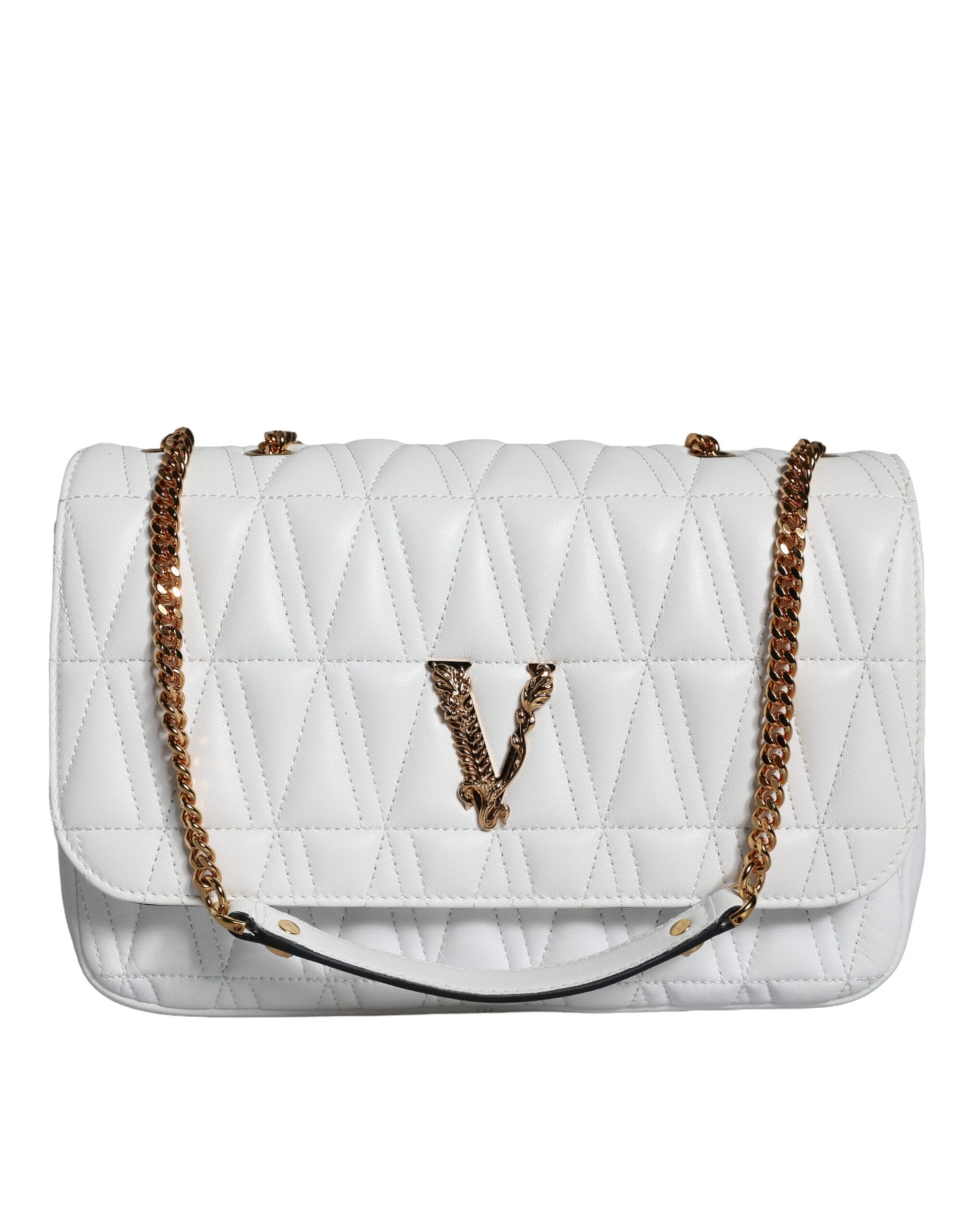 Versace White Mini Nappa Leather Crossbody Shoulder Bag - Walk-In Closet