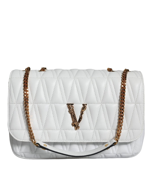 Versace White Mini Nappa Leather Crossbody Shoulder Bag - Walk-In Closet