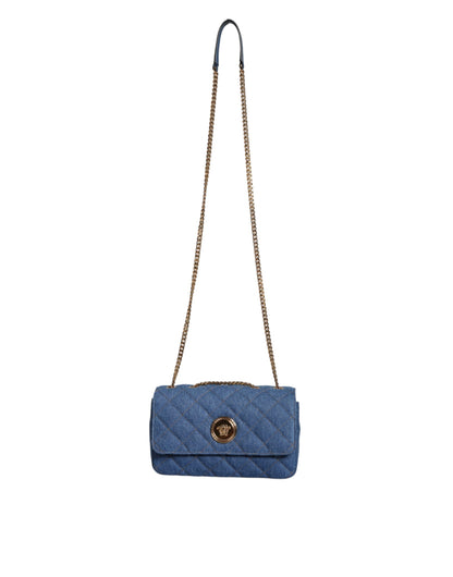 Versace Blue Quilted Denim Leather Crossbody Shoulder Bag - Walk-In Closet