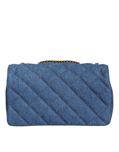 Versace Blue Quilted Denim Leather Crossbody Shoulder Bag - Walk-In Closet