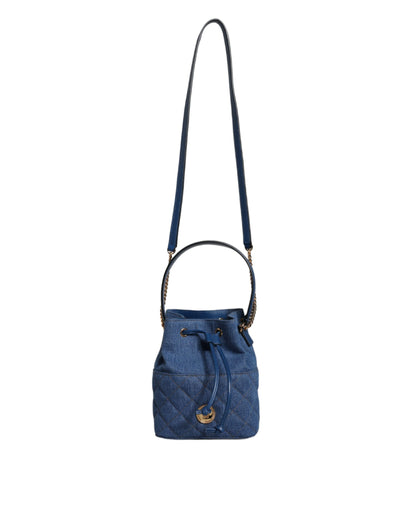 Versace Blue Quilted Denim Leather Crossbody Shoulder Bag - Walk-In Closet