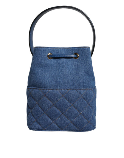 Versace Blue Quilted Denim Leather Crossbody Shoulder Bag - Walk-In Closet