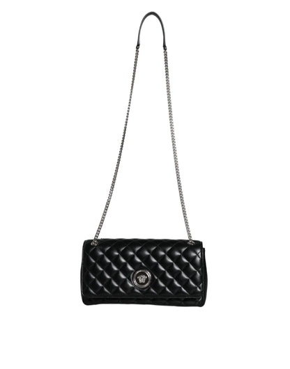 Versace Black Quilted Lambskin Leather Crossbody Shoulder Bag - Walk-In Closet