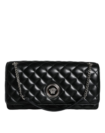 Versace Black Quilted Lambskin Leather Crossbody Shoulder Bag - Walk-In Closet