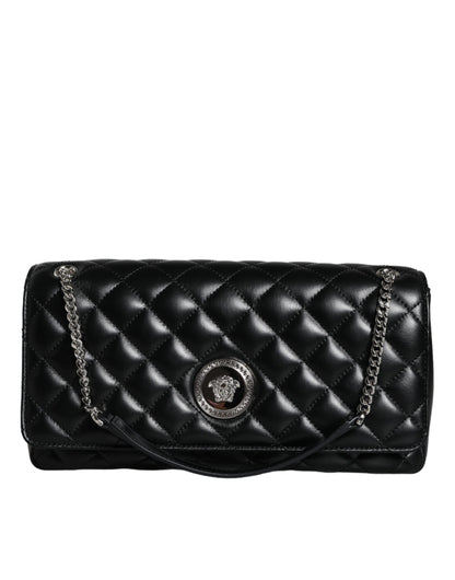 Versace Black Quilted Lambskin Leather Crossbody Shoulder Bag - Walk-In Closet