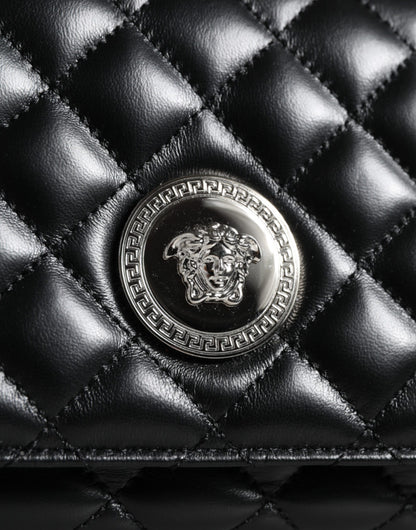 Versace Black Quilted Lambskin Leather Crossbody Shoulder Bag - Walk-In Closet