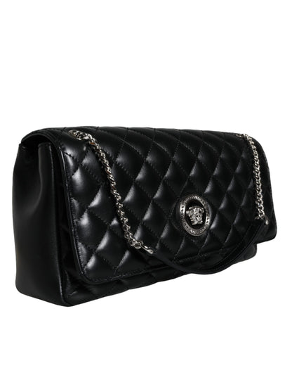 Versace Black Quilted Lambskin Leather Crossbody Shoulder Bag - Walk-In Closet